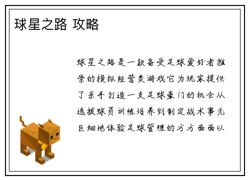 球星之路 攻略